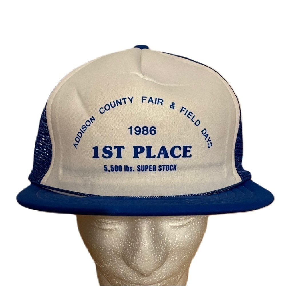 Vintage Addison County Fair & Field Days 1986 1st Place Trucker Hat Snap Back